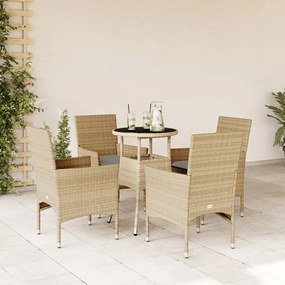 vidaXL Set mobilier de grădină cu perne 5 piese bej poliratan &amp; sticlă