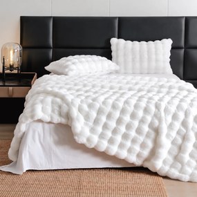 Lenjerie de pat din blană artificială de iepure, 6 piese, alb, SPF41