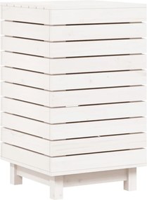 vidaXL Coș de rufe, alb, 44x44x76 cm, lemn masiv de pin