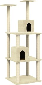 vidaXL Ansamblu pisici cu stâlpi din funie de sisal, crem, 141 cm
