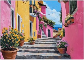 Tablou pe sticlă - Alee roz (70x50 cm)