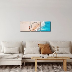 Tablou - Fuga pe plajă (cu ceas) (90x30 cm)