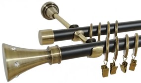 Galerie dubla duo CARTER 19/19 mm negru aur antic (Alege marime: 240 cm)