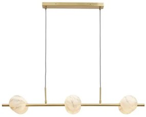 Lustra cu 6 globuri din sticla cu aspect de marmura Carrara auriu