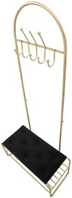 Cuier cu bancheta negru/auriu din catifea si metal, Aby Mauro Ferretti