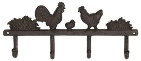 Cuier din fonta, negru, 4 agatatoare, Basse Cour Brown