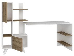 Birou Alis  cu Biblioteca cu usi si rafturi, Alb, 170 x 120 x 60 cm