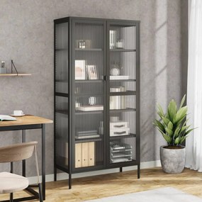 vidaXL Dulap înalt, negru, 85x40x180 cm, sticlă și oțel