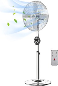 HOMCOM Ventilator pe picior cu înălțime reglabilă 120-135 cm, oscilație 75°, temporizator 7,5H, telecomandă, mod somn, argintiu | Aosom Romania