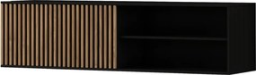 OFERTA Dulap TV suspendat MEORATI 150x40 cm, negru/stejar artizanat Calitatea II.