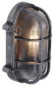 Lampă de perete de exterior argintie ovală IP44 - Noutica