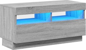 vidaXL Comodă TV cu lumini LED, gri sonoma, 80x35x40 cm