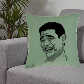 Perna Decorativa Yao Ming Meme, 40x40 cm, Verde, Husa Detasabila, Perna Inclusa, BEKZ®
