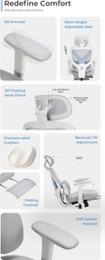 RESIGILAT- DeluxStar YX-977 NEXOR PRO FOAM SEAT – Scaun Ergonomic cu Suport Lombar 3D, Tetieră 3D, Cotiere 4D, Șezut Glisant, Înclinare 140°, Suport pentru Picioare, Gri