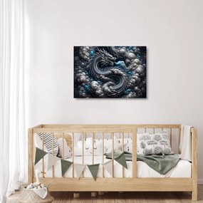 Tablou pe sticlă – Dragon în fum (70x50 cm)