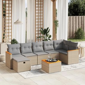 vidaXL Set canapele de grădină, 8 piese, cu perne, bej, poliratan