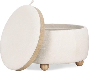 Puf crem cu tapițerie din țesătură bouclé Irisha – Bizzotto