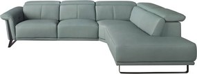 Coltar LUX design italian cu sezlong dreapta si functia relax Cowhide verde turcoaz