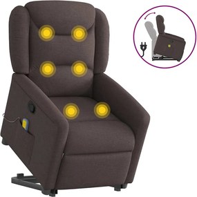 vidaXL Fotoliu rabatabil de masaj, cu ridicare, maro închis, textil