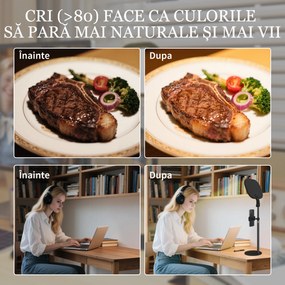 HOMCOM Lampă LED reglabilă: 5 culori, 10 niveluri, memorie – birou/dormitor. | Aosom Romania