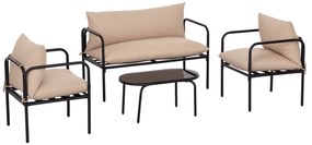 Outsunny Set Mobilier de Grădină 4 Piese, Fotoliu, Canapea Sofa, Masuță de Cafea, Set Sectional Confortabil | Aosom Romania