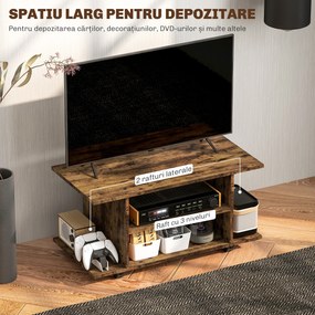 HOMCOM Comodă pentru TV cu Roți, 80×40×40 cm, Negru | Aosom Romania