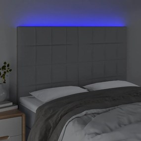 Tablie de pat cu LED, gri deschis, 144x5x118 128 cm, textil 1, Gri deschis, 144 x 5 x 118 128 cm