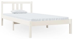 814850 vidaXL Cadru de pat single, alb, 90x190 cm, lemn masiv