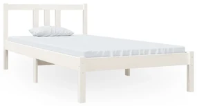 814850 vidaXL Cadru de pat single, alb, 90x190 cm, lemn masiv