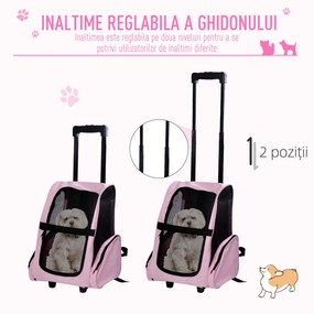 PawHut Troller pentru Transportul Animalelor de Companie, cu Inserție de Plasă pentru Ventilație, 36x30x49 cm | Aosom Romania