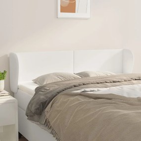 3116955 vidaXL Tăblie de pat cu aripioare, alb, 147x23x78/88cm piele ecologică