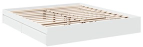 3280629 vidaXL Cadru de pat cu sertare alb 200x200 cm lemn prelucrat