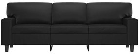 Canapea cu 3 locuri, negru, 180 cm, piele ecologica Negru, 214 x 77 x 80 cm