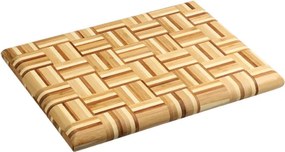 Tocator si platou de servire 2in1 Kesper 58367, 30 x 40 cm, Bambus, Suprafata care protejeaza lamele cutitelor, Maro/Mozaic
