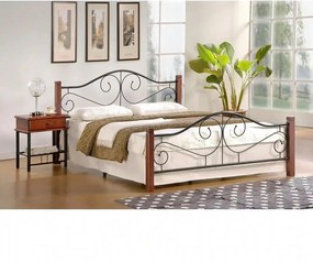 Pat VIOLETTA 140x200, cires antic/negru, lemn, cu somiera