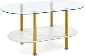 Masuta DUCAT, transparent/auriu, sticla/otel, 100x50x51 cm