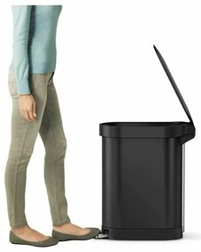 Simplehuman Coș de gunoi oval cu pedală și cadrudin oțel inoxidabil Slim 45 l, negru