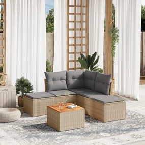vidaXL Set canapele de grădină cu perne, 6 piese, bej, poliratan