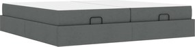 vidaXL Cadru de pat cu saltea cu saltea 2 pcs Gri Scurt țesătură
