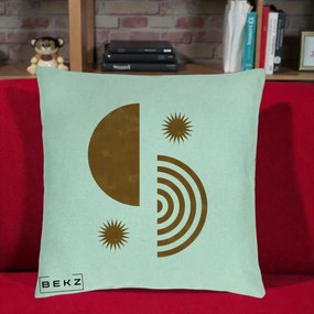 Perna Decorativa Boho Sun si Spirala, 40x40 cm, Verde Menta, Husa Detasabila, Perna Inclusa, BEKZ®