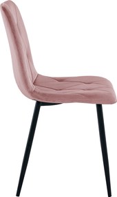 Roz scaun bucatarie LIBRA din catifea cu picioare negre