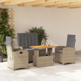 vidaXL Set canapele de grădină, 4 piese, cu perne, bej, poliratan