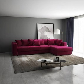 Colțar extensibil dumonde cu ladă de depozitare si sezut confortabil din spuma high-density, Gloria Zoom Red II 320x183 cm