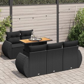 3327212 vidaXL Set mobilier de grădină cu perne, 6 piese, negru, poliratan