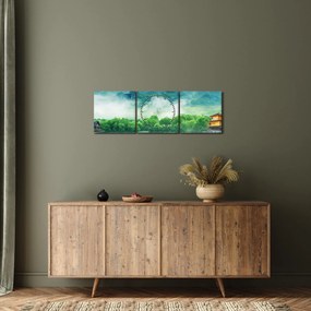 Tablou - Peisaj de vis (cu ceas) (90x30 cm)