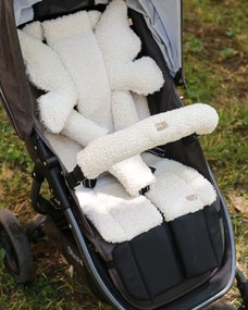 Insert Husa Carucior sport cu 2 fete, tesatura Teddy crem si in gri deschis