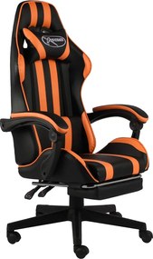 vidaXL Scaun racing suport picioare, negru/portocaliu, piele eco