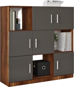 Comoda inalta VO7 - BA, gri/nuc, PAL melaminat, 120x38x122 cm
