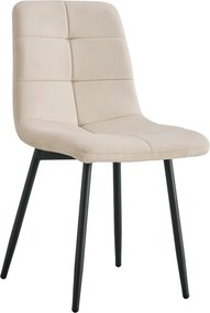 Scaun DAMIA TIP 1, bej/negru, stofa catifelata/metal, 45x58x89 cm