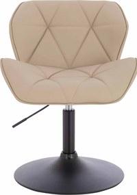 HR111N Scaun Crem Piele Ecologica Premium Soft cu Bază Neagră